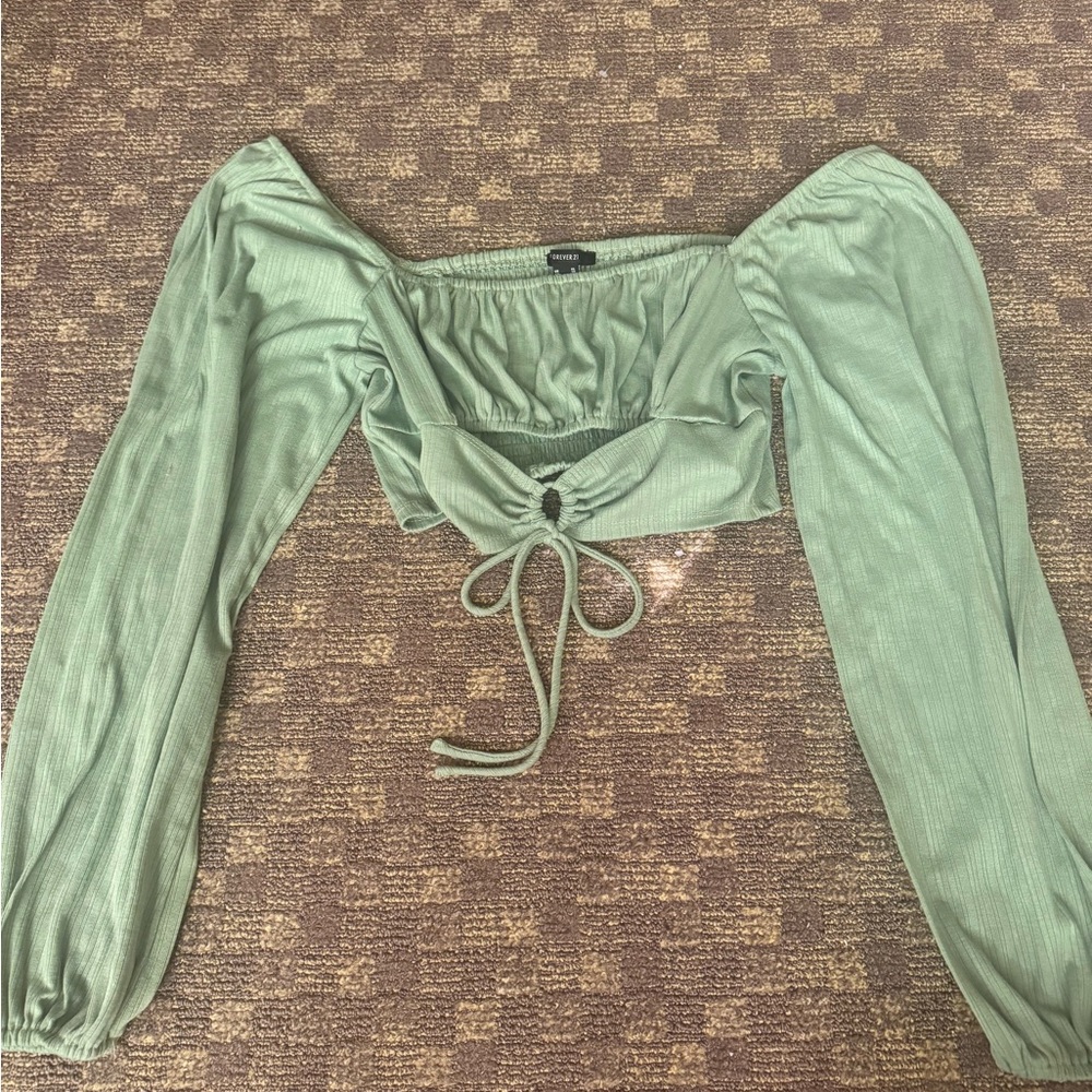 Forever 21 Sage Green Long Sleeve Top